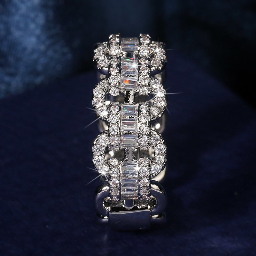 💥Luxury Eternity Wedding 925 Silver Plated CZ Dainty Ring for Women,UNVN12261 - Picture 4 of 5